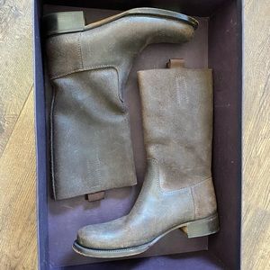 Prada Womens 2211 Mid-Calf Brown Suede Boots Size 8m